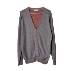 Reiss purple gray muted pink perforated lightweight cardigan men's XL